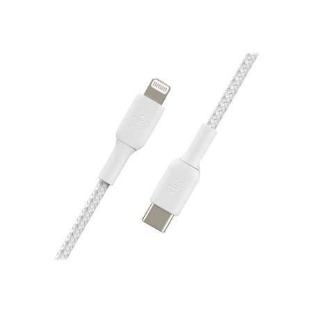 Câble Tressé Lightning / USB-C 2M blanc