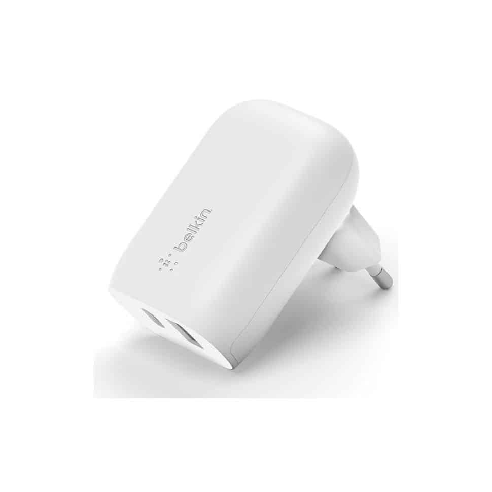 Chargeur 37W, 1 port USB-C 25W et 1 port Usb-A 12W – Blanc