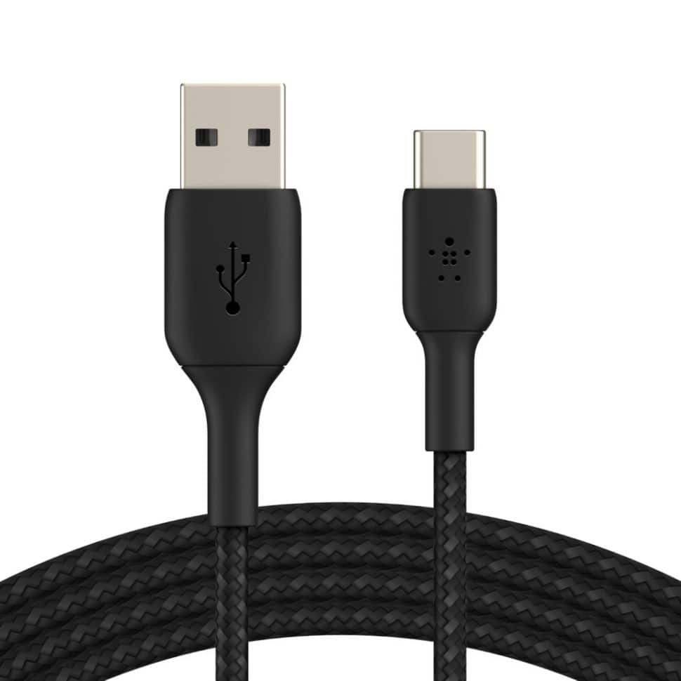 Câble tressé USB-A vers USB-C, 1M, Noir