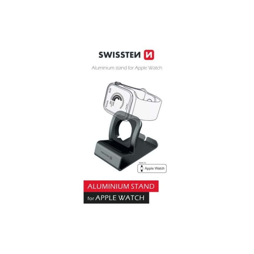 Swissten Aluminum stand for apple watch grey